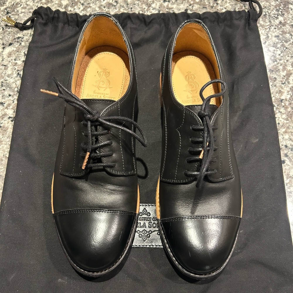 The Office of Angela Scott Black Leather Oxfords
